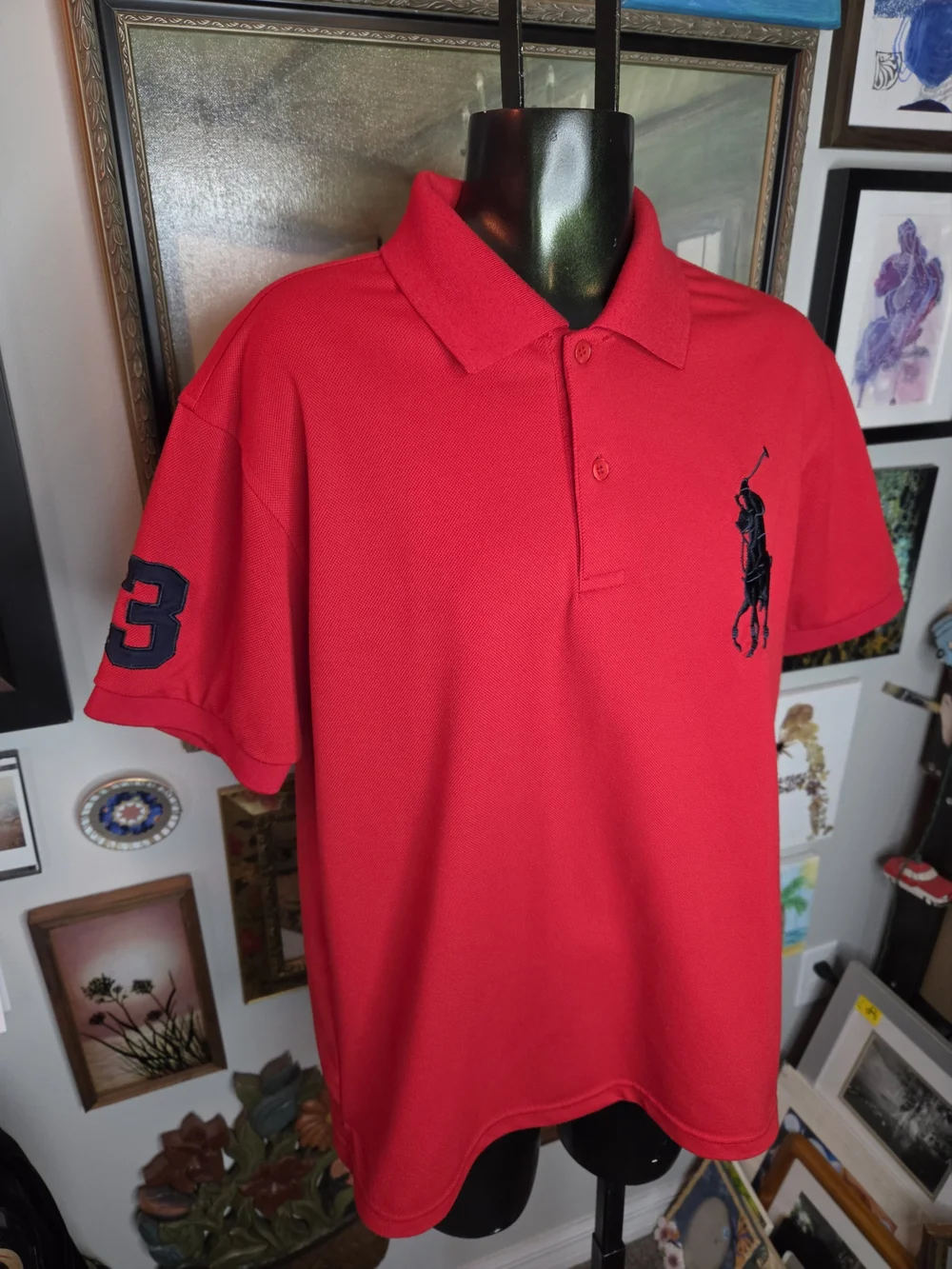 Vintage 90s Red Polo Ralph Lauren Collared Preppy Short Sleeve Polo Shirt Medium